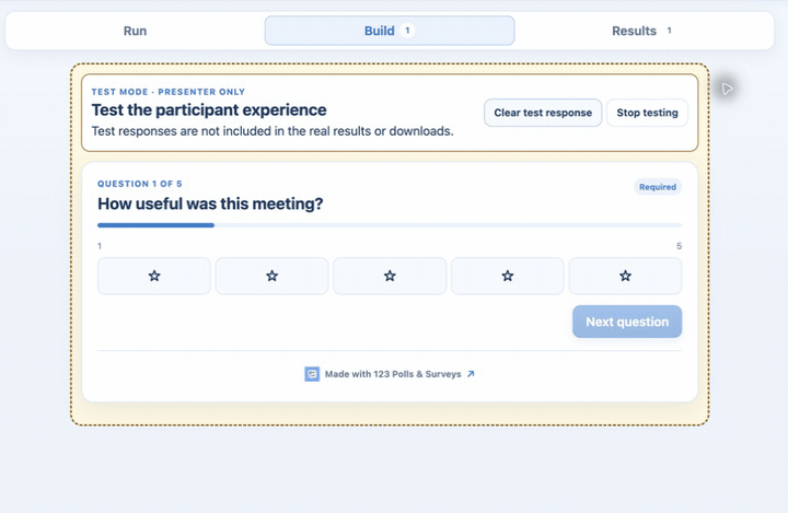 Switching between question types in 123 Polls & Surveys for Microsoft Teams